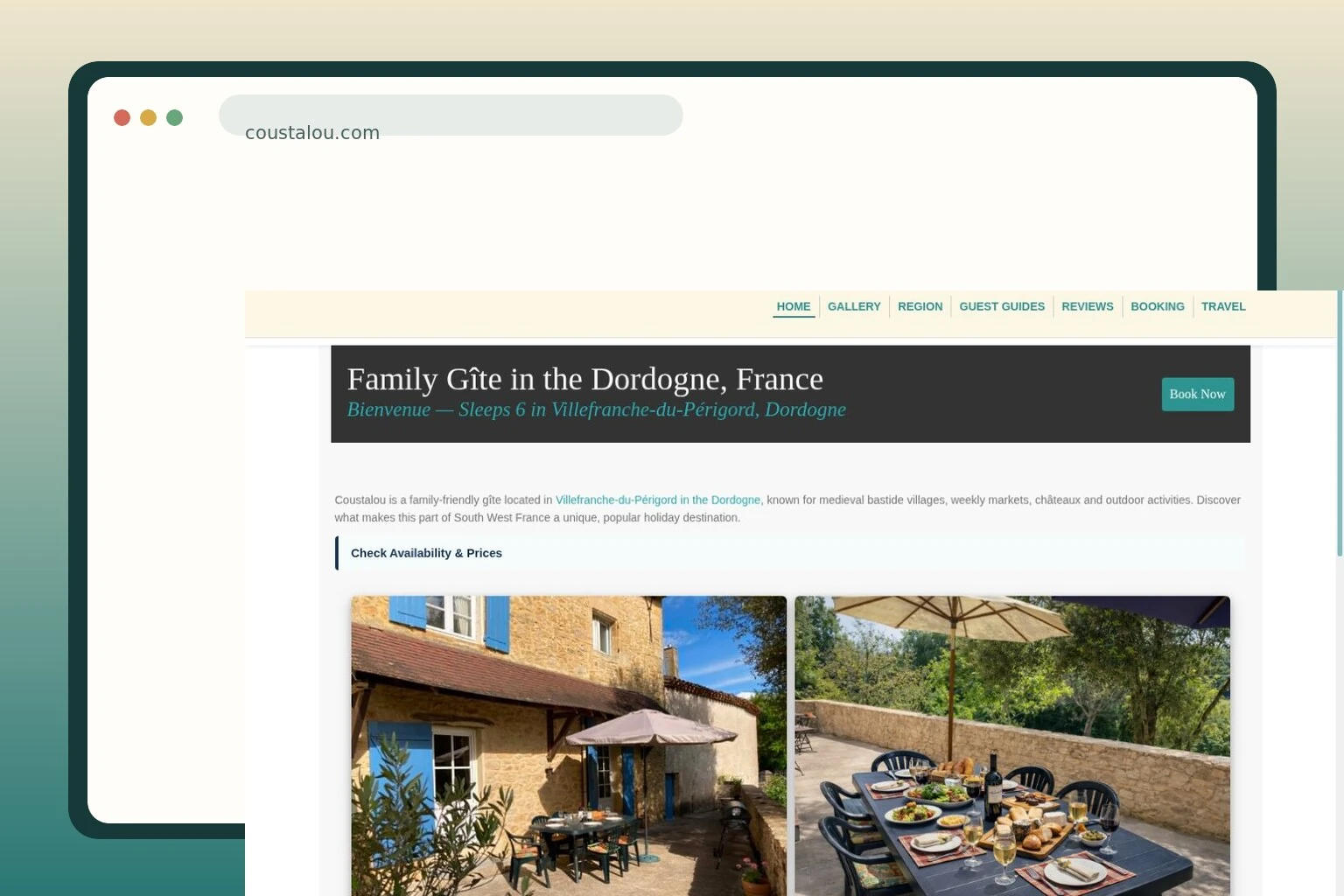 Coustalou website shown in a browser frame